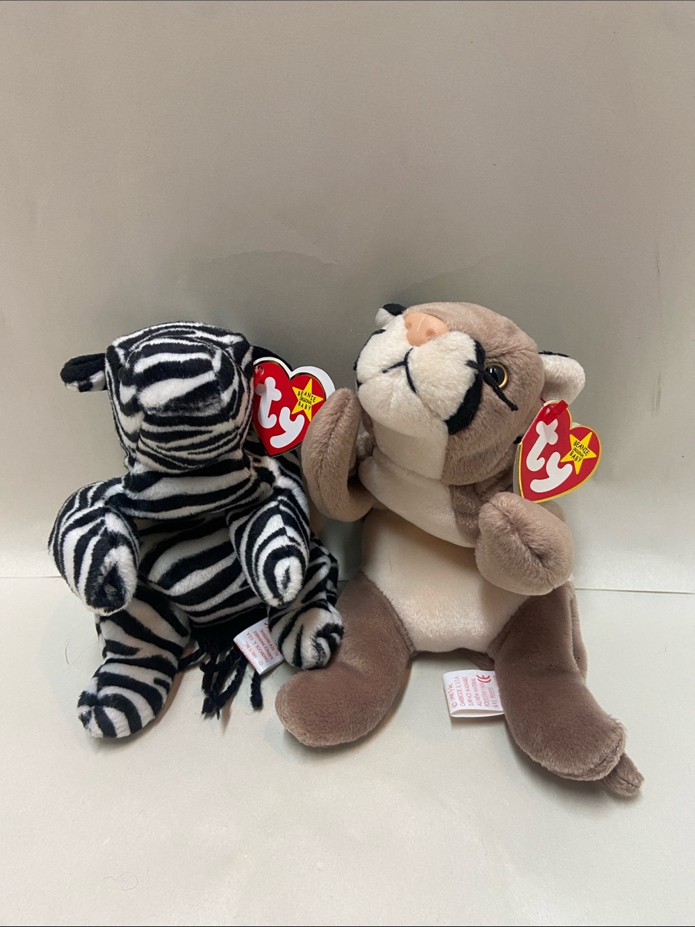 Ty Plush Canyon and Ziggy Beanie Baby Set - Black, White & Brown tags